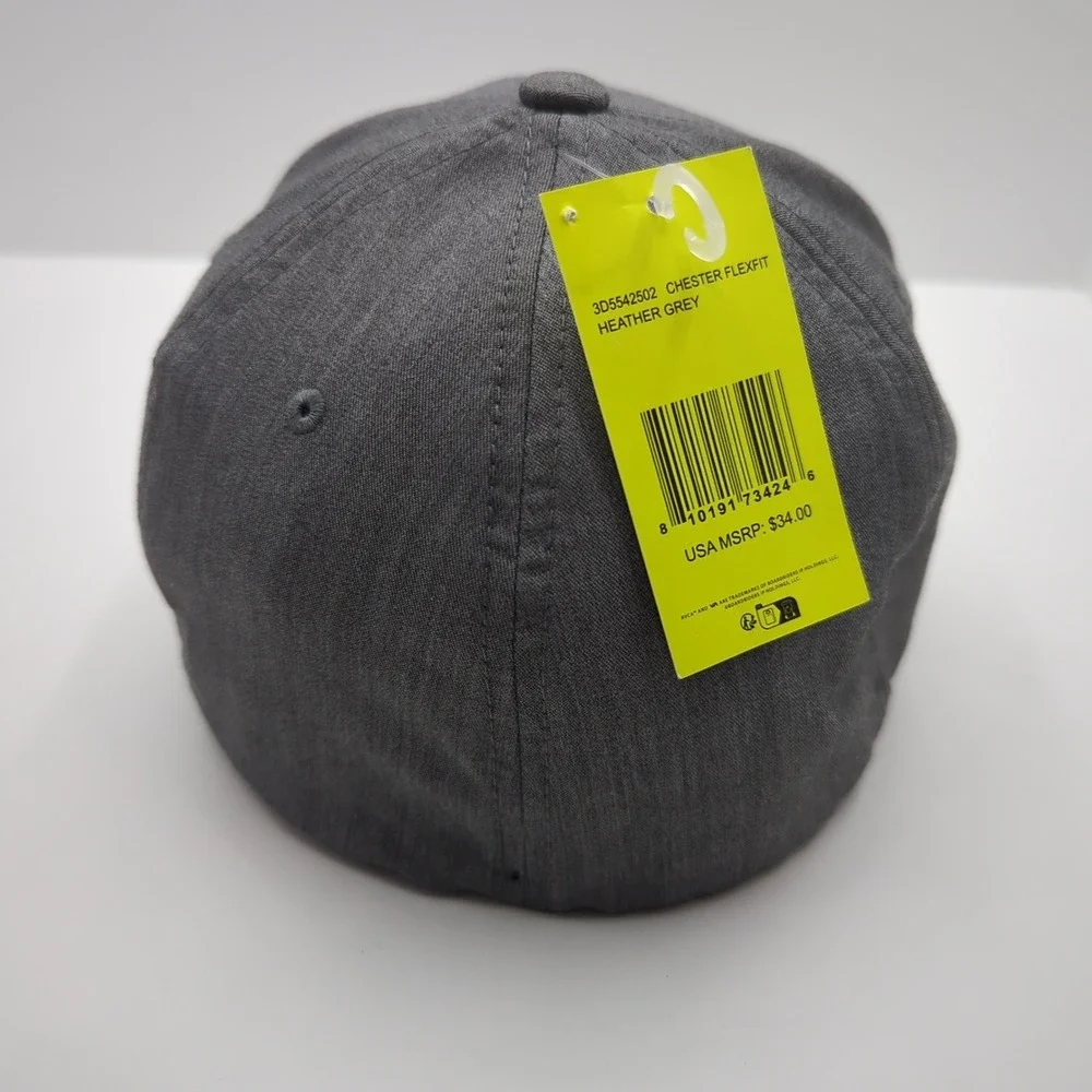 RVCA Chester Flexfit Hat Heather Grey VA Logo Baseball Cap S/M 3D5542502